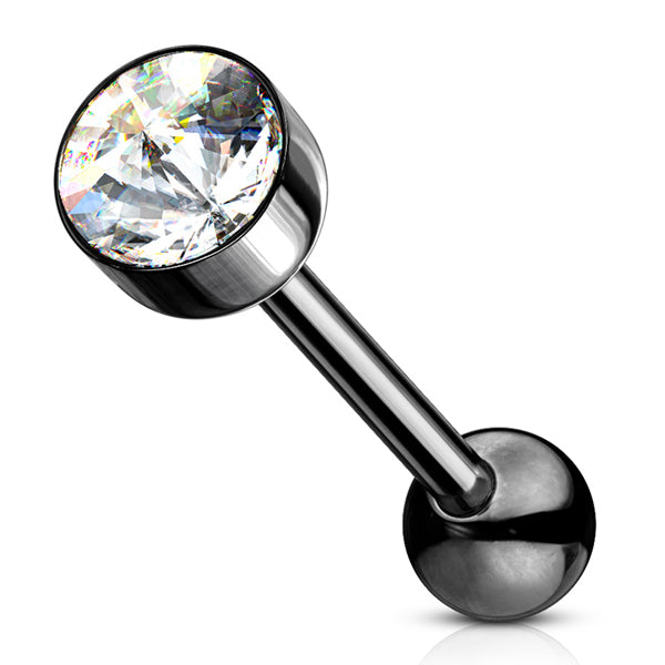 CZ Blackline Tongue Barbell Tulsa Body Jewelry