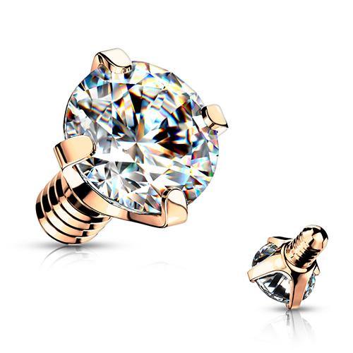 14g Rose Gold Plated Prong CZ - Tulsa Body Jewelry