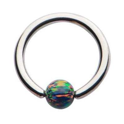 14g Opal Stainless Captive Bead Ring - Tulsa Body Jewelry
