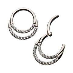 Titanium Double CZ Hinged Segment Ring - Tulsa Body Jewelry
