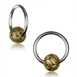 Brass Bali Swirl Captive Bead Ring