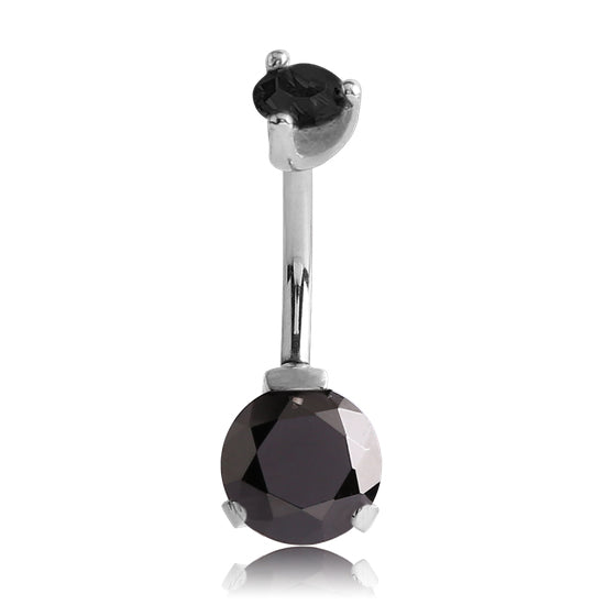 Stainless Prong CZ Belly Ring