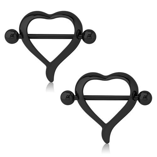 14g Blackline Heart Nipple Shields - Tulsa Body Jewelry