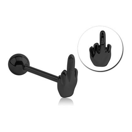 Blackline Middle Finger Tongue Barbell - Tulsa Body Jewelry