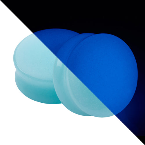 Blue Glow-in-the-Dark Glass Convex Plugs