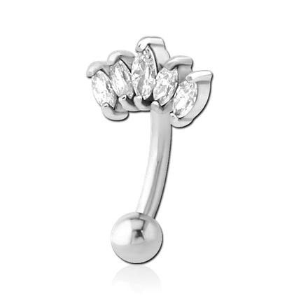 Stainless Crown CZ Eyebrow Barbell