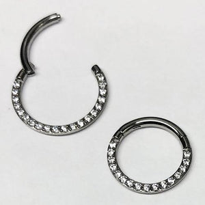 Titanium CZ Face Hinged Segment Ring - Tulsa Body Jewelry