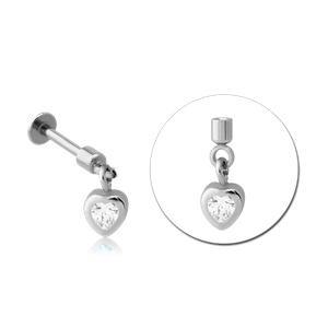 16g CZ Heart Cartilage Dangle - Tulsa Body Jewelry