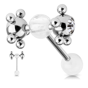 CZ Roller Tongue Barbell