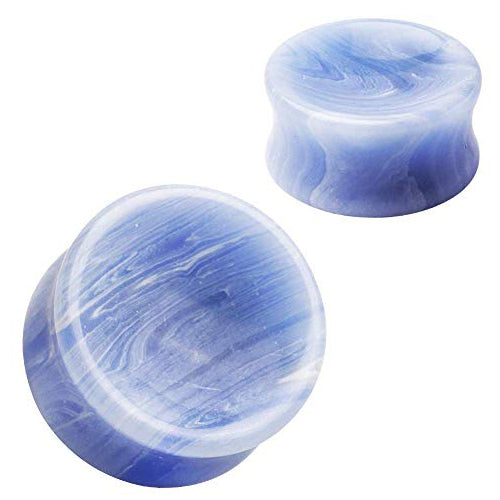 Blue Lace Agate Concave Plugs