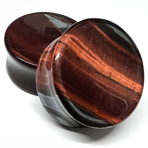 Red Tiger Eye Concave Plugs