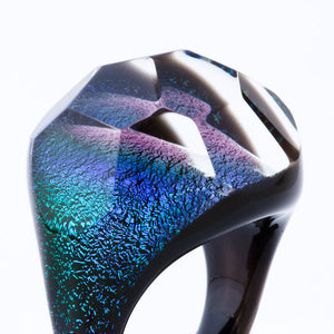 Aqua Dichroic Bling Ring by Gorilla Glass