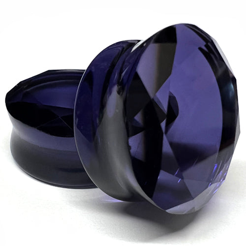 Purple Glass Faceted Plugs