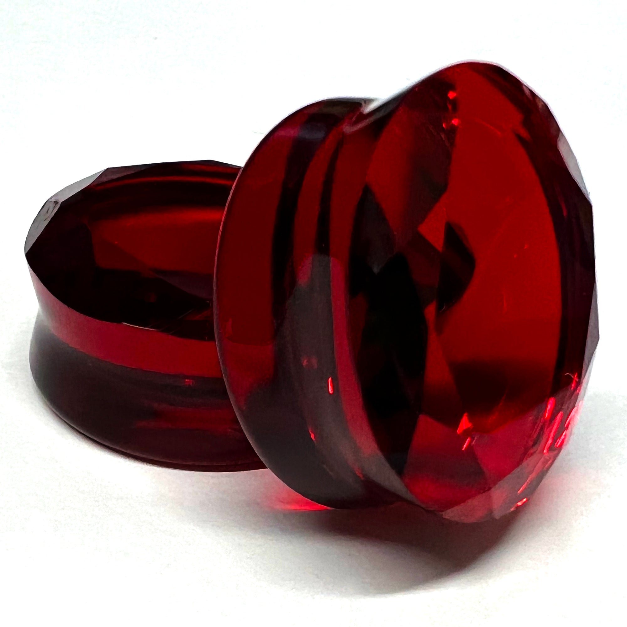 Red Glass Faceted Plugs