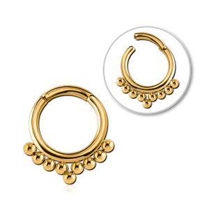 16g Gold Plated Bali Beaded Hinged Ring - Tulsa Body Jewelry