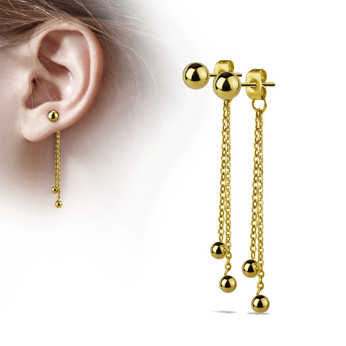 Gold Plated Ball Chain Stud Earrings