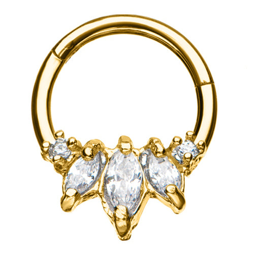 Gold CZ Princess Hinged Segment Ring