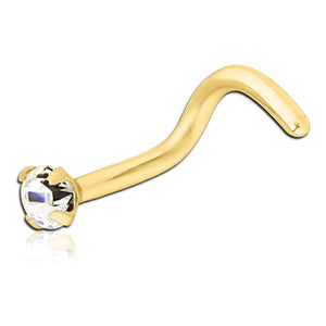 Prong CZ Gold Plated Nostril Screw