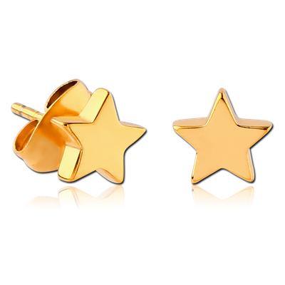 Gold Plated Flat Star Earrings - Tulsa Body Jewelry
