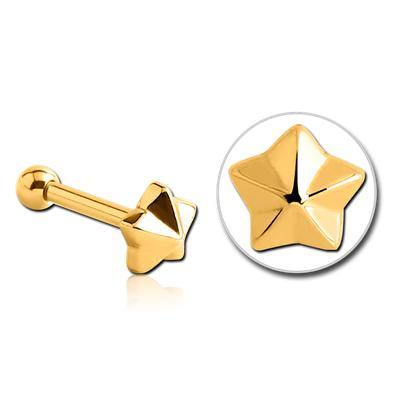16g Nautical Star Gold Plated Cartilage Barbell - Tulsa Body Jewelry