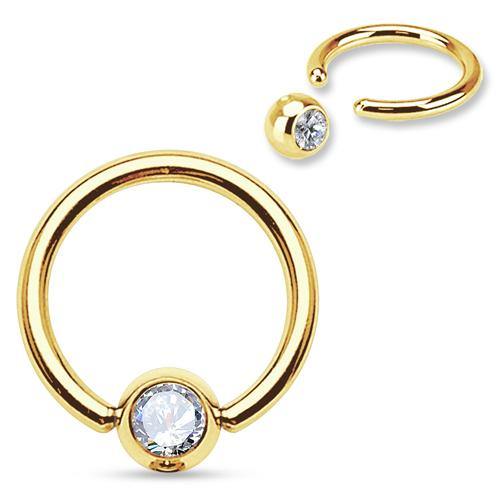 Gold Plated CZ Captive Bead Ring - Tulsa Body Jewelry