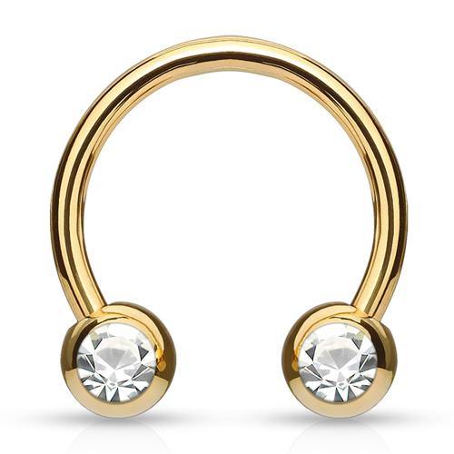14g Gold Plated Side-set CZ Circular Barbell - Tulsa Body Jewelry