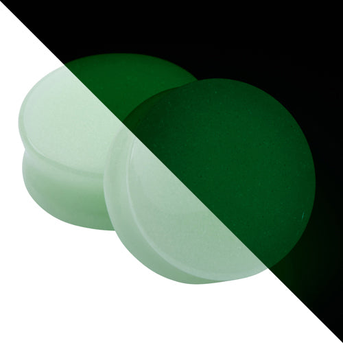 Green Glow-in-the-Dark Glass Convex Plugs
