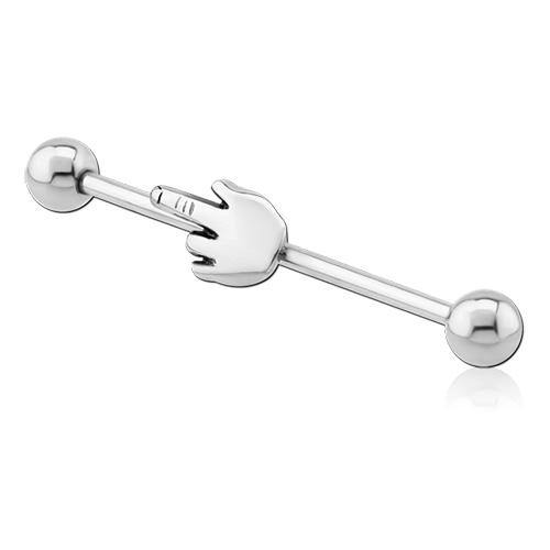 14g Middle Finger Industrial Barbell - Tulsa Body Jewelry