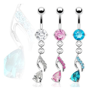 CZ Musical Note Belly Dangle