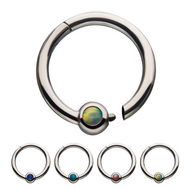 Stainless Opal Hinged Segment Ring