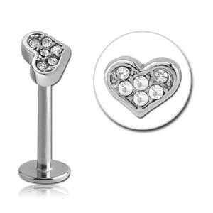 16g Stainless Paved Heart Labret - Tulsa Body Jewelry