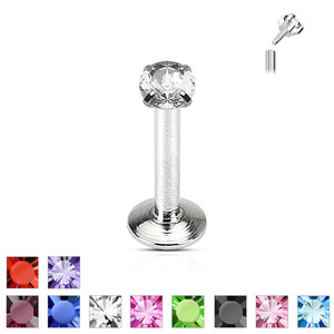16g Stainless Prong-set CZ Labret