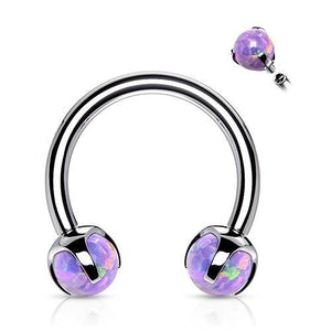 16g Stainless Prong Opal Circular Barbell - Tulsa Body Jewelry