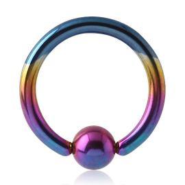 14g Rainbow Titanium Captive Bead Ring - Tulsa Body Jewelry