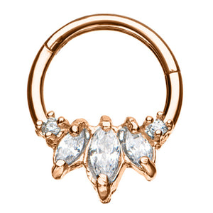 Rose Gold Plated CZ Princess Hinged Segment Ring