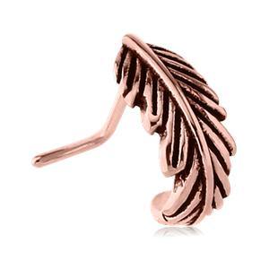 Rose Gold Plated Feather L-Bend Nose Hoop - Tulsa Body Jewelry