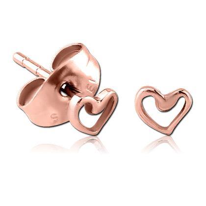 Heart Outline Rose Gold Earrings - Tulsa Body Jewelry