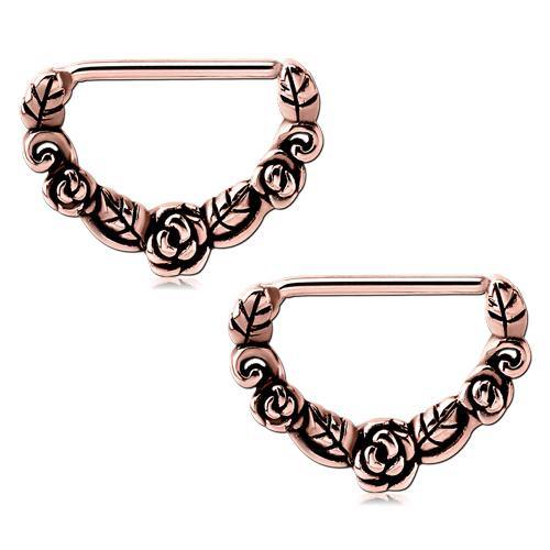 Rose Gold Plated Rose Nipple Clickers