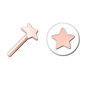 Star Rose Gold Plated Threadless End - Tulsa Body Jewelry
