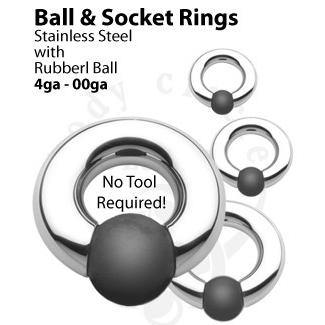 0g Socket Ring & Rubber Ball by Body Circle Designs