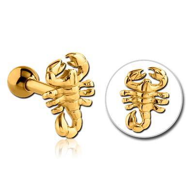 16g Scorpion Gold Plated Cartilage Barbell - Tulsa Body Jewelry