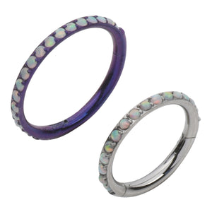 Side-Opal Titanium Hinged Ring