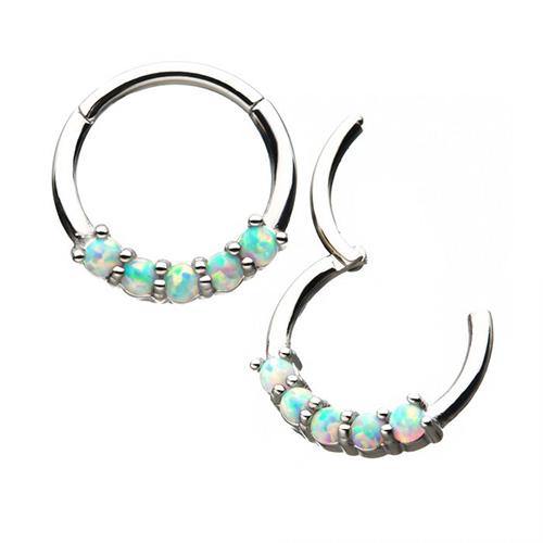 Stainless 5-Opal Hinged Segment Ring - Tulsa Body Jewelry