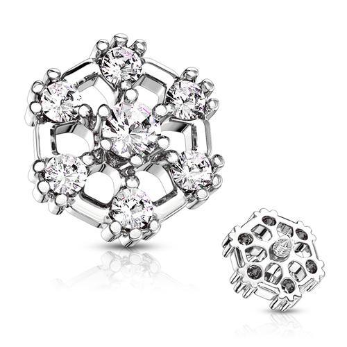 14g Stainless CZ Snowflake