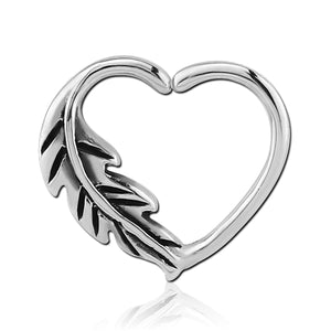 Stainless Feather Heart Continuous Ring
