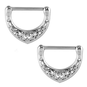 Stainless Filigree Heart Nipple Clickers