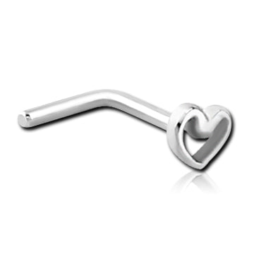 Heart Outline Stainless L-Bend Nose Stud