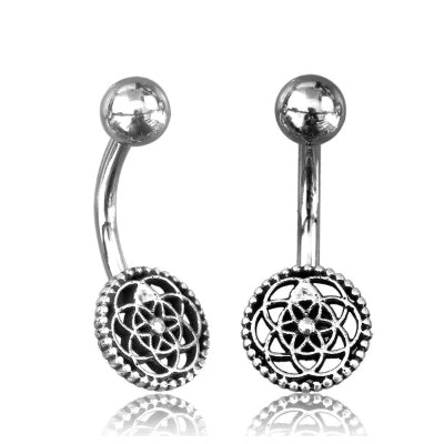 Sterling Silver Flower Of Life Belly Ring