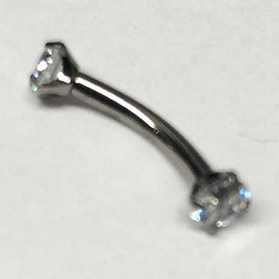 16g Titanium Prong CZ Curved Barbell - Tulsa Body Jewelry