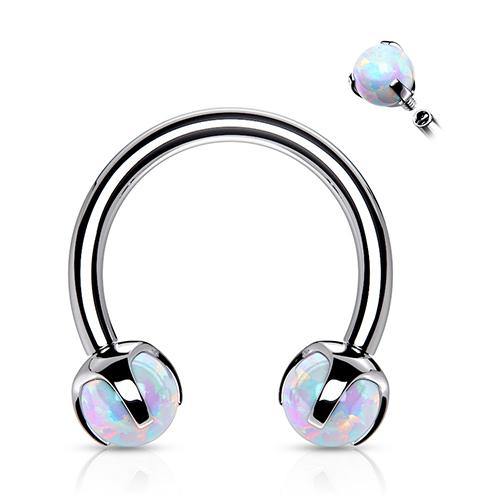 16g Stainless Prong Opal Circular Barbell